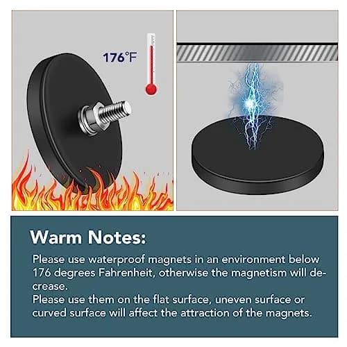 DIYMAG Rubber Coated Neodymium Magnets 1.69in (43mm) Diameter, 30lb Pull Force, 6-Pack | Heavy Duty Industrial Magnets with M5 Threaded Studs thumbnail 5
