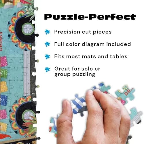 Ceaco Taco Truck 500 Piece Jigsaw Puzzle for Adults | Bright, Fiesta Scene, 19x19 in thumbnail 4