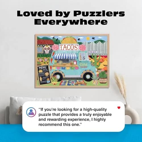 Ceaco Taco Truck 500 Piece Jigsaw Puzzle for Adults | Bright, Fiesta Scene, 19x19 in thumbnail 6