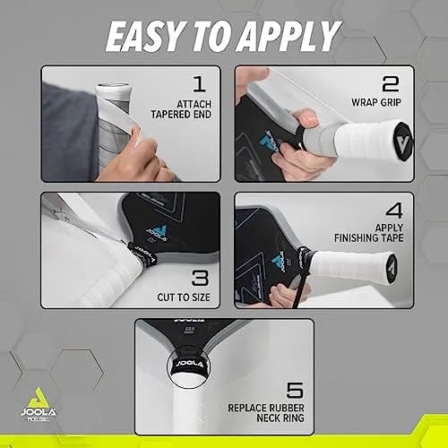 JOOLA White Pickleball Overgrip Set of 4 | Tacky Feel, Moisture Absorbent, Universal Fit thumbnail 5