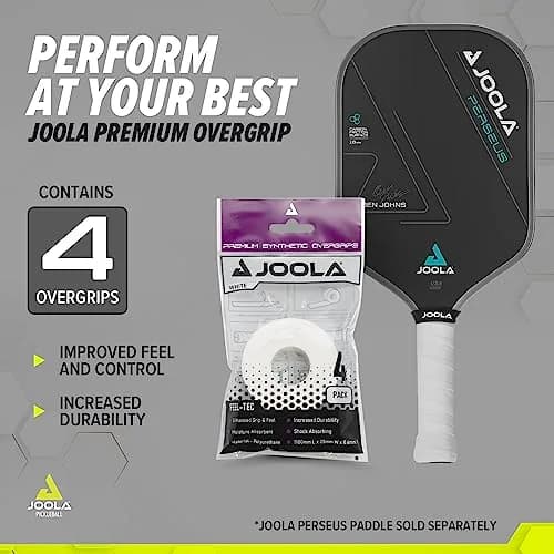 JOOLA White Pickleball Overgrip Set of 4 | Tacky Feel, Moisture Absorbent, Universal Fit thumbnail 2