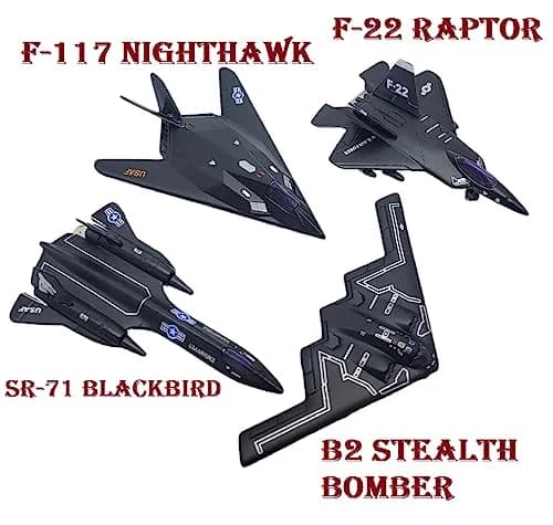 Zugar Land Die-Cast Pullback Stealth Bomber Models (4.25"-5.25") SR-71 Blackbird, F-22 Raptor, F-117 Nighthawk, B2 Bomber | Realistic Military Aircraft Replica thumbnail 4