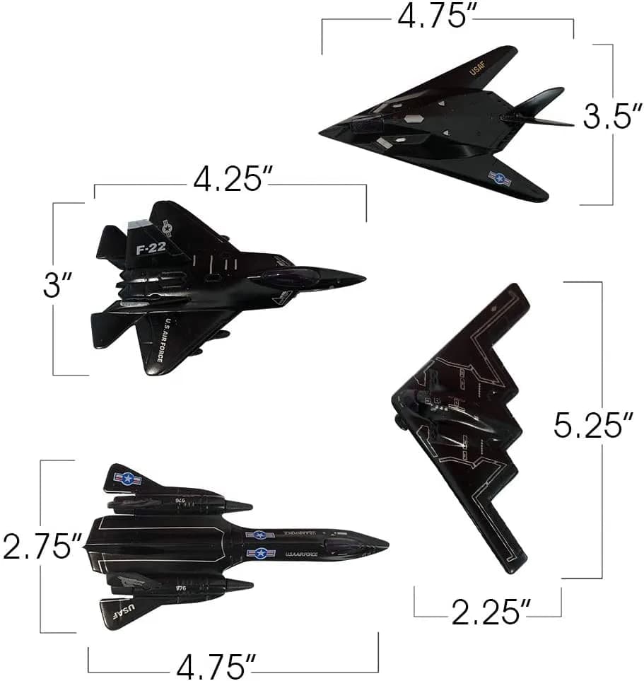 Zugar Land Die-Cast Pullback Stealth Bomber Models (4.25"-5.25") SR-71 Blackbird, F-22 Raptor, F-117 Nighthawk, B2 Bomber | Realistic Military Aircraft Replica thumbnail 5