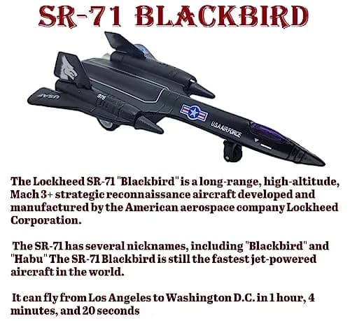 Zugar Land Die-Cast Pullback Stealth Bomber Models (4.25"-5.25") SR-71 Blackbird, F-22 Raptor, F-117 Nighthawk, B2 Bomber | Realistic Military Aircraft Replica thumbnail 2