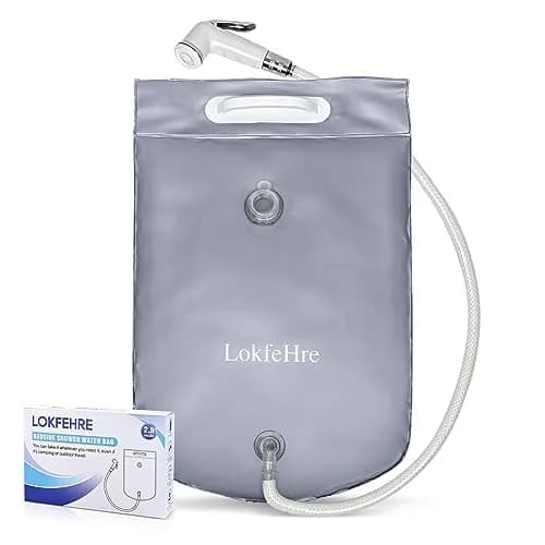 LOKFEHRE Bedside Shower Water Bag - 2.5 GL Portable Water Shower for Bedridden Patients, Silver thumbnail 1