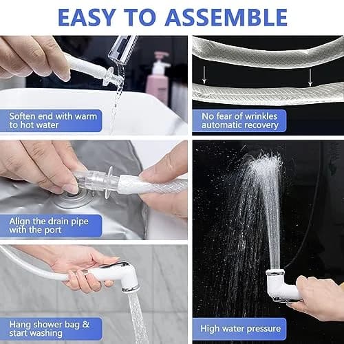 LOKFEHRE Bedside Shower Water Bag - 2.5 GL Portable Water Shower for Bedridden Patients, Silver thumbnail 4