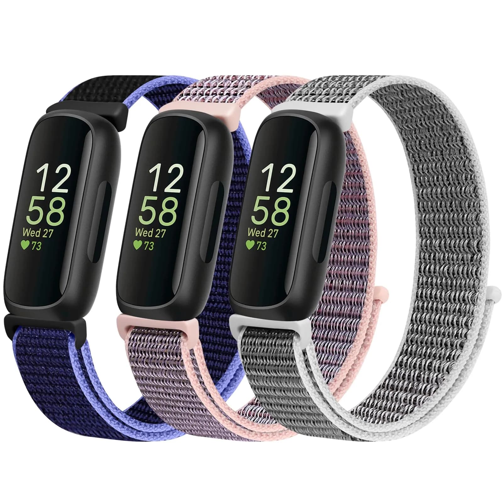 WNIPH Nylon Bands for Fitbit Inspire 3/2/HR/Ace 3/2 160-210mm (3-Pack) | Breathable Sport Replacement Straps