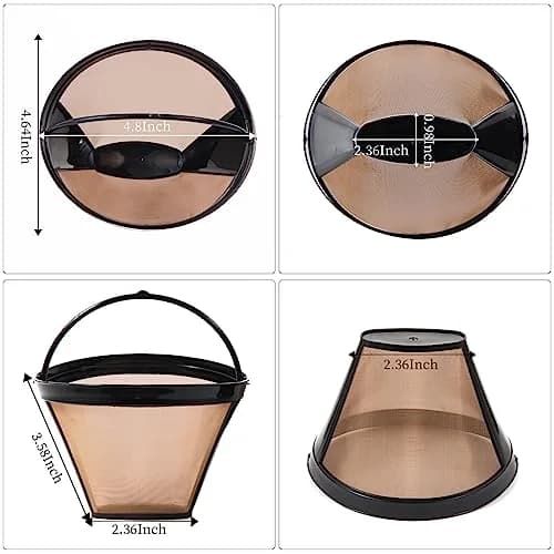 Nraxiot Gold 2pcs Coffee Filter | Reusable No.4 Cone Filter for Ninja thumbnail 2
