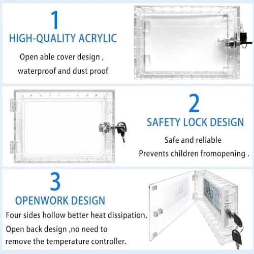 Young Dance Universal Thermostat Lock Box with Key, Clear Acrylic, 19.99cm x 14cm x 4.8cm | Prevents Tampering & Saves Energy thumbnail 4