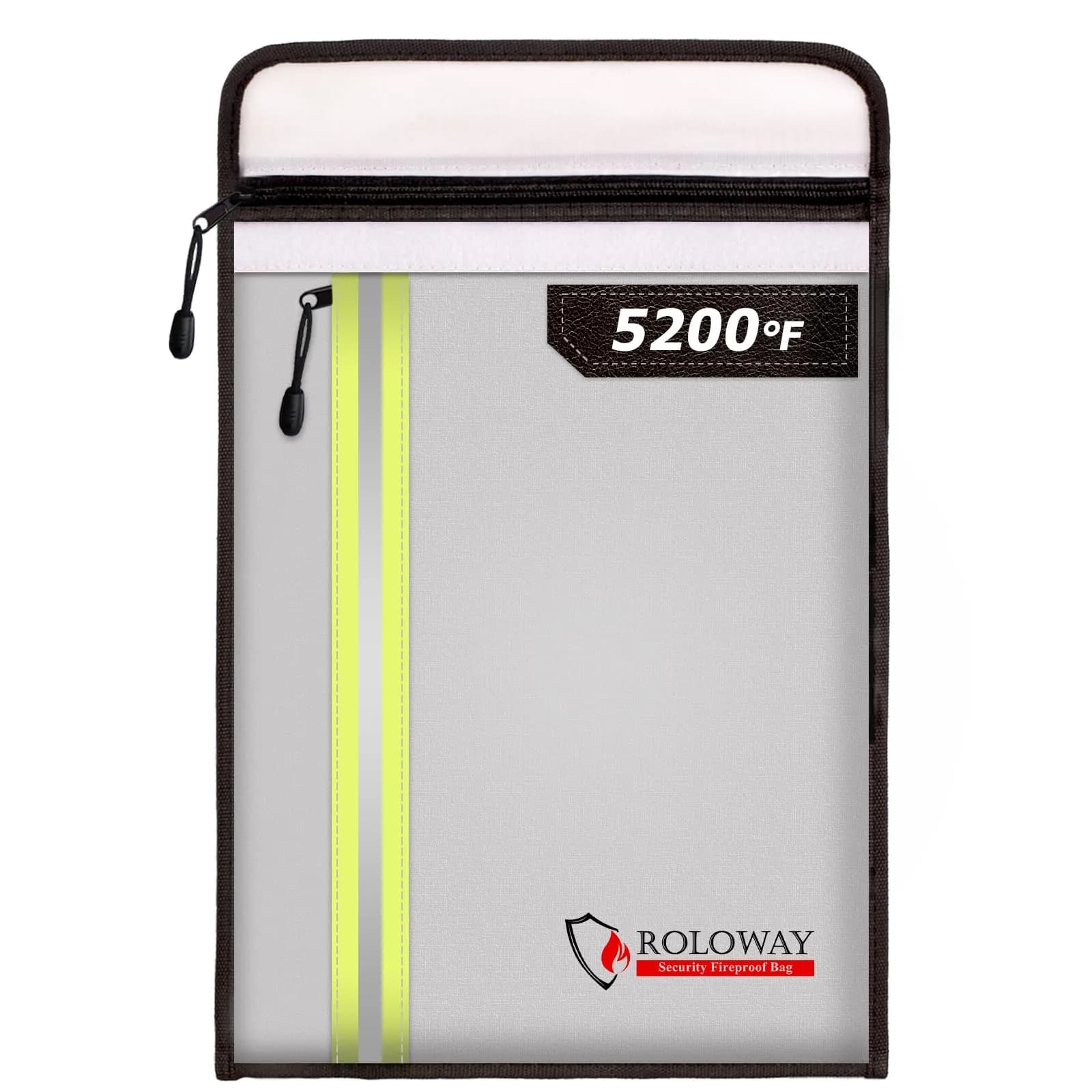 ROLOWAY Fireproof Document Bag 38cm x 28cm (15 x 11 inch) | Protects Documents from Fire and Water — Silver
