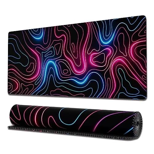 Ovenbird Gaming Mouse Pad with Stitched Edges 31.5 x 11.8 in | Topographic Map Pink XL Desk Mat thumbnail 1
