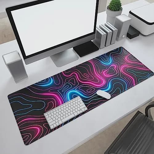 Ovenbird Gaming Mouse Pad with Stitched Edges 31.5 x 11.8 in | Topographic Map Pink XL Desk Mat thumbnail 7