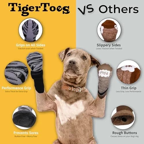 DOK TigerToes Non-Slip Dog Socks X-Small (4-Pack) | Extra-Thick Grip for Hardwood Floors & Paw Protection thumbnail 4