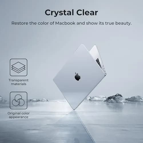 EooCoo Crystal Clear Hard Case for MacBook Air 15 inch M2-M5 (2023-2026) | Includes Keyboard Cover & Screen Protector thumbnail 2