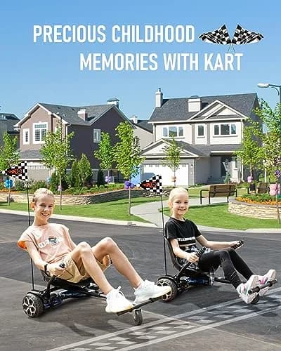 Gyroor K1 Hoverboard Go Kart Seat Attachment for 6.5"-10" Boards | Adjustable Frame, 360° Drift Control, Heavy-Duty Steel Frame, All-Terrain Rubber Wheel, For Kids & Adults thumbnail 2