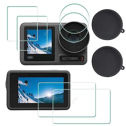 ULBTER Screen Protector for DJI OSMO Action 3 + Lens Cap Cover | 9H Tempered Glass & Dust-Resistant (70-120 chars) thumbnail 1