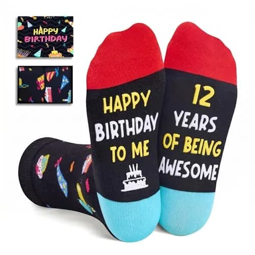 Zmart 12th Birthday Socks Gift Box - Celebration for 12 Year Old Boys & Girls Tween, Party Favors, Christmas Stocking Stuffer Present (1 Pair, Crew Length) thumbnail 1