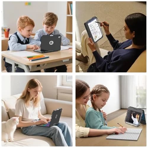 FUWANG Black Touch Keyboard Case for iPad mini 7/6 8.3-inch with Trackpad & Backlit Keys | 360° Rotating Stand thumbnail 8