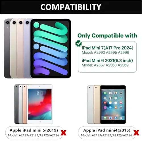 FUWANG Black Touch Keyboard Case for iPad mini 7/6 8.3-inch with Trackpad & Backlit Keys | 360° Rotating Stand thumbnail 2