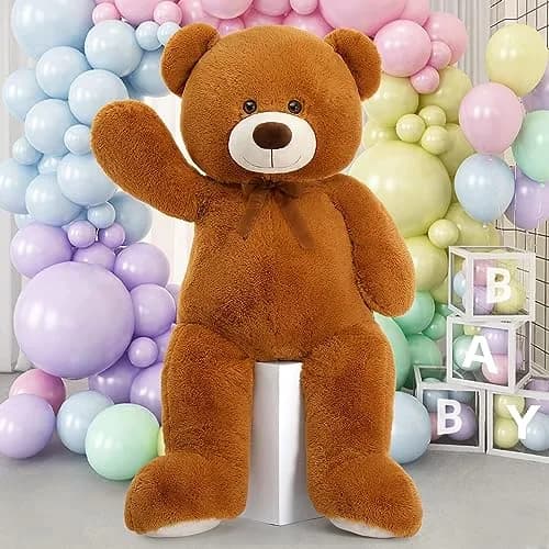 MorisMos Giant Teddy Bear Stuffed Animal 4 Ft,51'' Big Brown Teddy Bear for Girlfriend Boyfriend Wife Mom Fiancée Valentine's Gift thumbnail 7