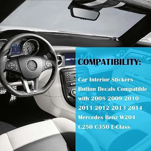 NPSNGSJY Car Button Sticker Fit for Mercedes Benz W204 C-Class 2008-2014 | Interior Decal for Steering & AC Buttons thumbnail 6