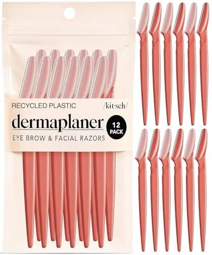 Kitsch Dermaplane Razor for Women Face – Coral, 12 Count | Gentle Exfoliation & Facial Hair Removal thumbnail 1