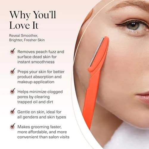 Kitsch Dermaplane Razor for Women Face – Coral, 12 Count | Gentle Exfoliation & Facial Hair Removal thumbnail 3