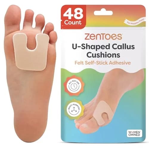 ZenToes U-Shaped Felt Callus Pads, 48 Count | Medical-Grade Felt Cushions for Foot Pain Relief thumbnail 1