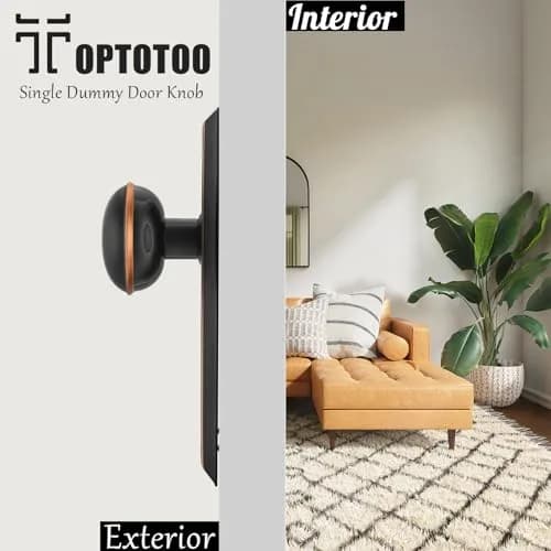 ToPToToo Dummy Door Knobs Interior, Oil Rubbed Bronze Antique Style, 2 Pack | For Closet, Bifold, and Interior Doors thumbnail 4