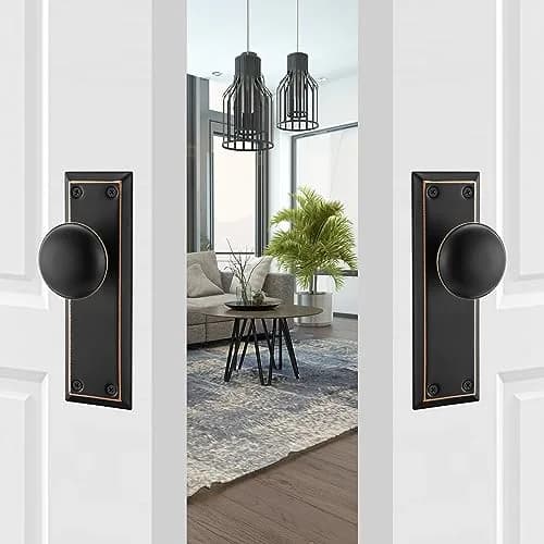 ToPToToo Dummy Door Knobs Interior, Oil Rubbed Bronze Antique Style, 2 Pack | For Closet, Bifold, and Interior Doors thumbnail 3