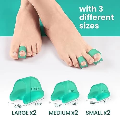 Welnove Hammertoe Corrector 6 Pack Toe Splints - Soft Gel Toe Straighteners for Bent, Curled, Crooked, Claw, Hammer Toes - 3 Different Sizes (Green) thumbnail 2