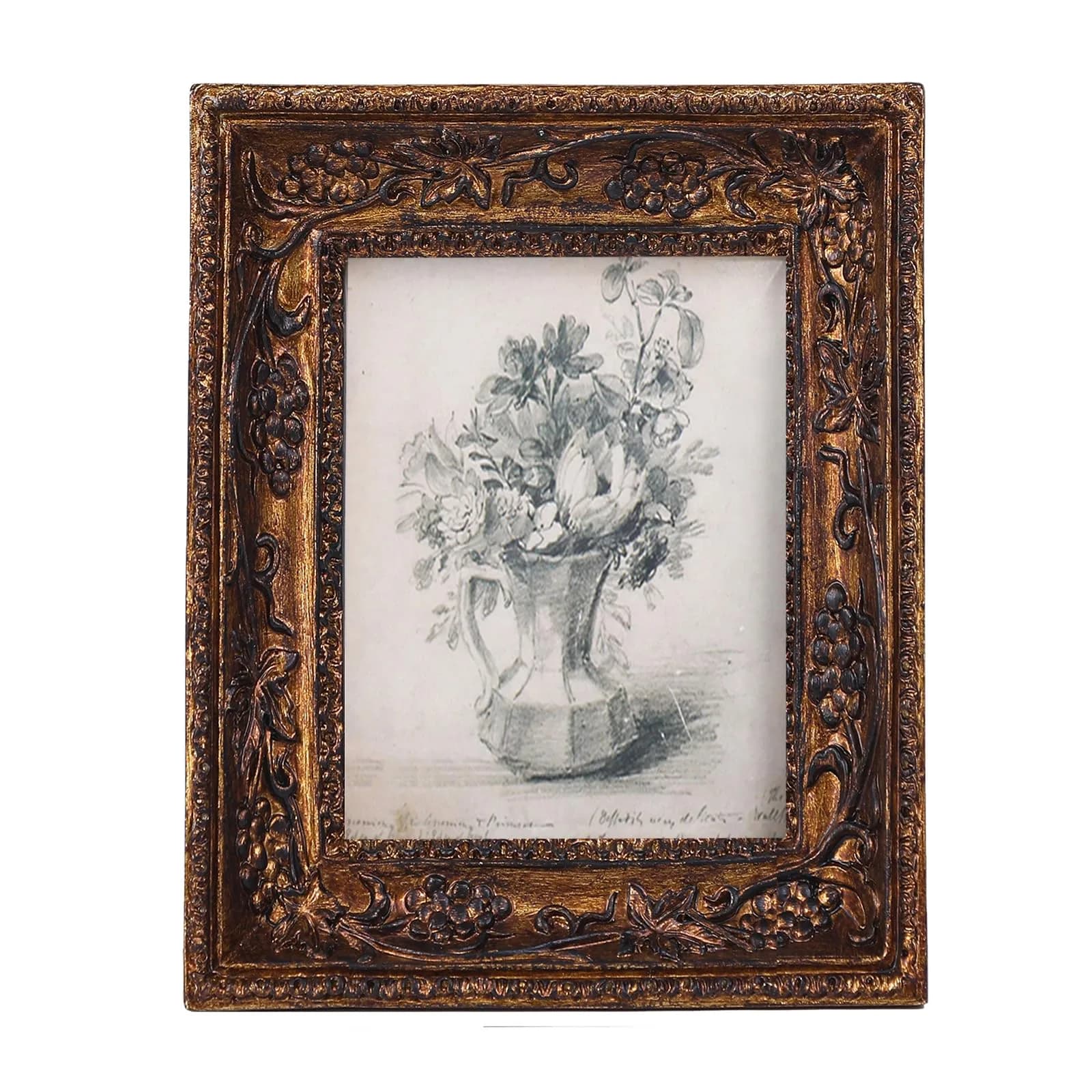 SIKOO Small Vintage 3×3 Picture Frame Antique Ornate | Gold Bronze Finish, Wall & Tabletop Display — Bronze Gold