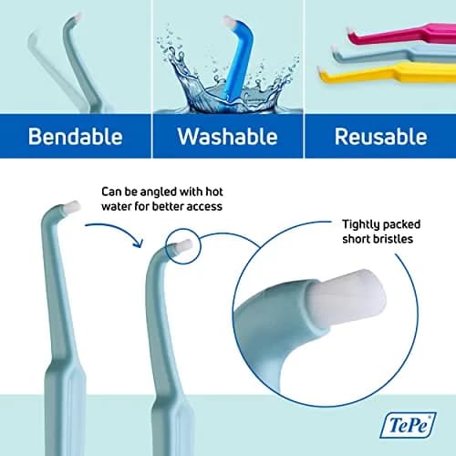 TePe Compact Tuft Toothbrush Single Tufted Brush End Orthodontic Toothbrush for Braces, Dental Implants, Denture Brush, Small Head, 2-Pack | Precision Cleaning for Hard-to-Reach Areas thumbnail 4