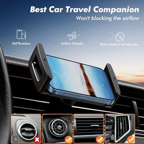 OATSBASF Air Vent Clip Car Phone Mount for Galaxy Fold 8 Ultra/8/7/6 | 360° Rotatable, Heavy-Duty, Universal Compatibility thumbnail 3