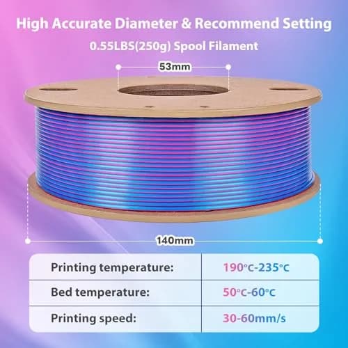 3Dgenius Silk Dual Color PLA Filament 1.75mm | Vibrant Multicolor 250g Spool for FDM 3D Printers thumbnail 5