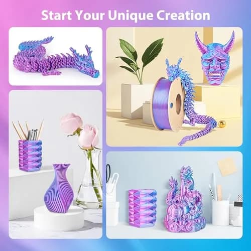 3Dgenius Silk Dual Color PLA Filament 1.75mm | Vibrant Multicolor 250g Spool for FDM 3D Printers thumbnail 7