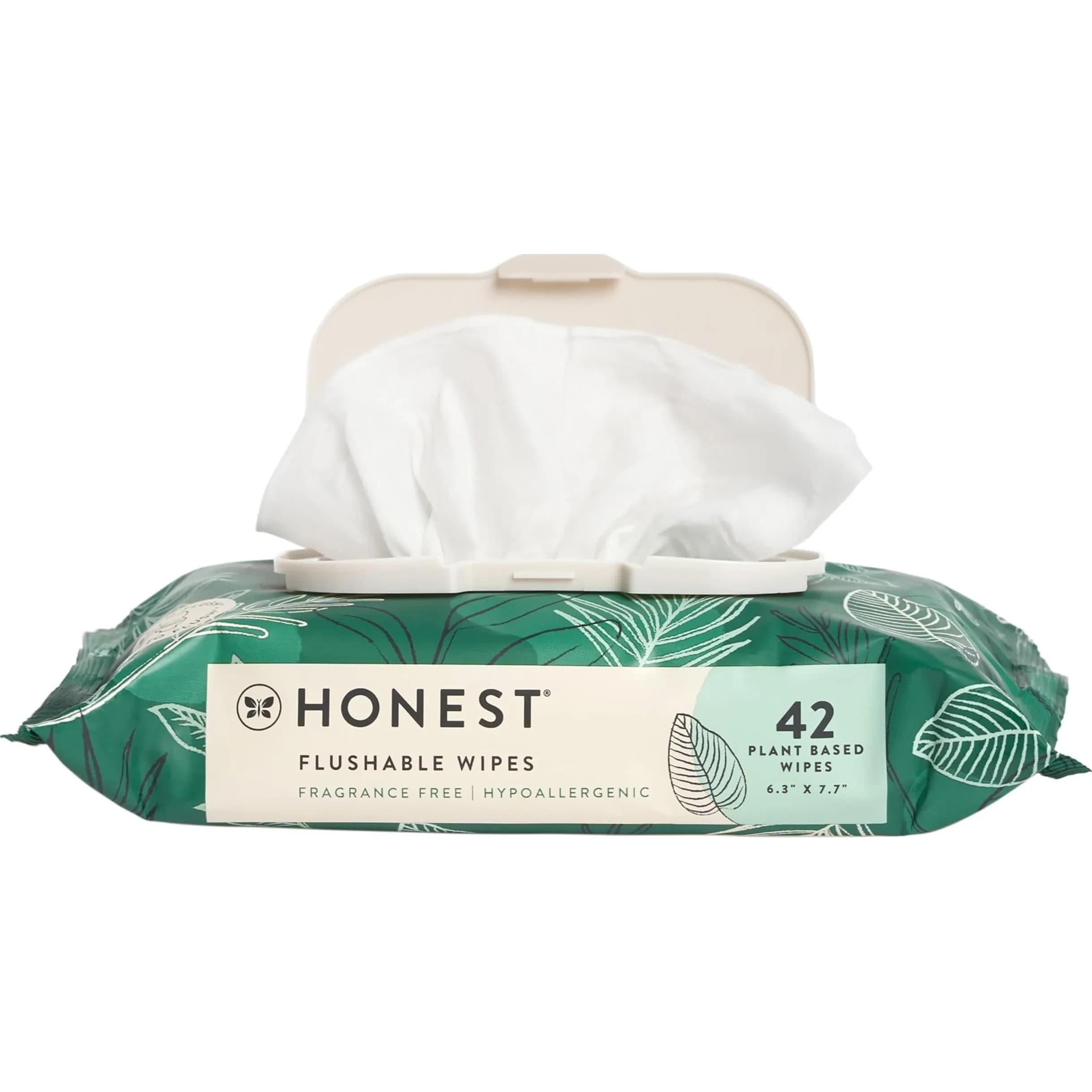 The Honest Company Flushable Wipes Hypoallergenic 42 Count | Dermatologist Tested for Sensitive Skin