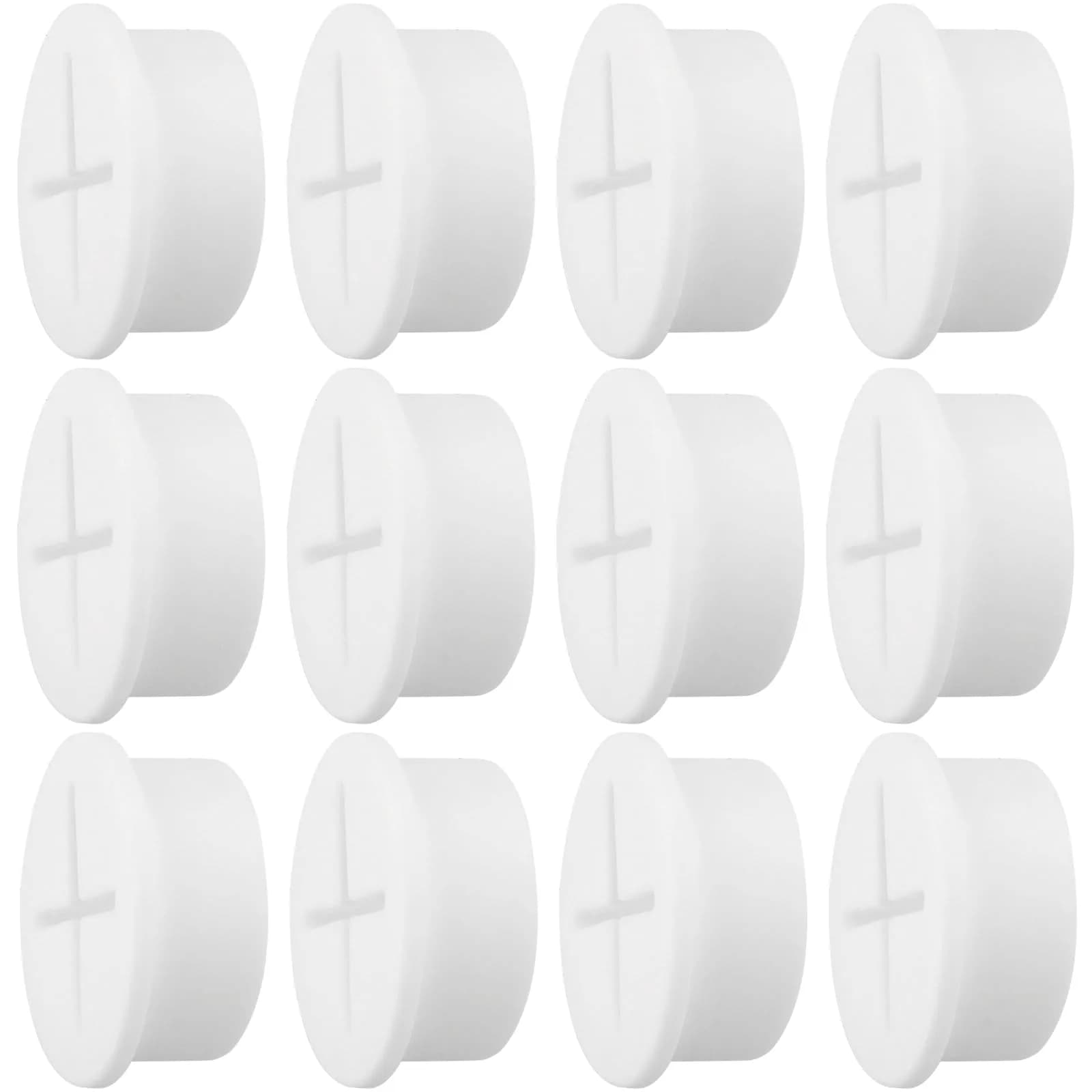 KITANIS 1 Inch Flexible Rubber Desk Grommets, Silicone Cable Cord Grommet Wire Hole Cover for Desks, Tables & Furniture (12 Pack, White) | Organizes Cables & Protects Wires