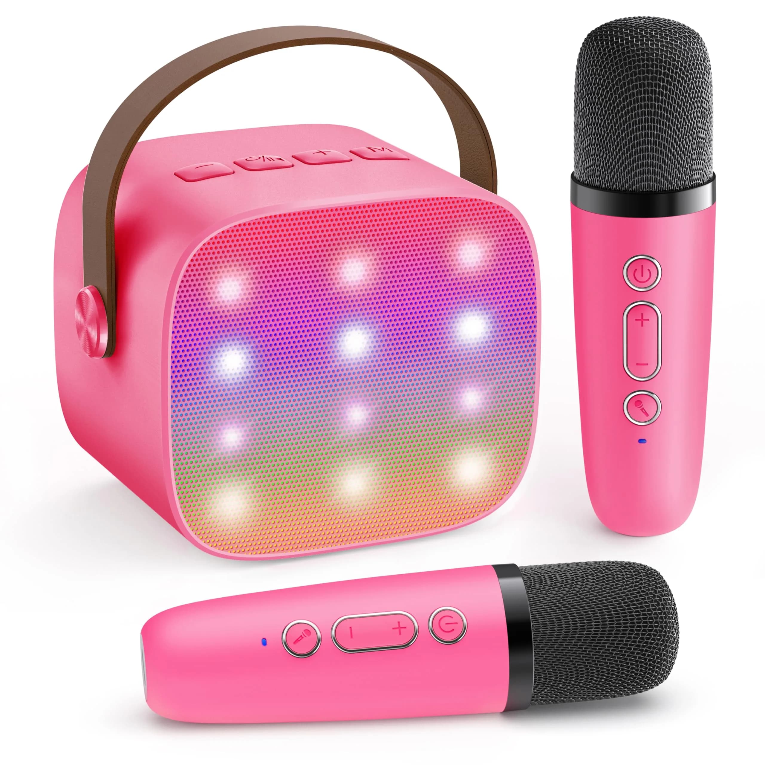 YLL Mini Karaoke Machine for Kids | Portable Bluetooth Karaoke with 2 Wireless Microphones, 5 Magic Voices, for Ages 3-12
