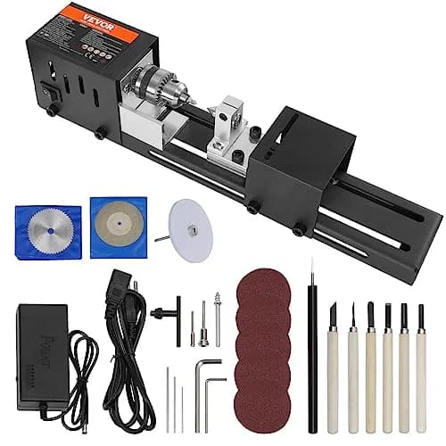 VEVOR Mini Lathe Machine 2.76 in x 6.3 in | 7 Speeds for DIY Woodworking, 96W, 24VDC, Portable & Stable (70-120c) thumbnail 1