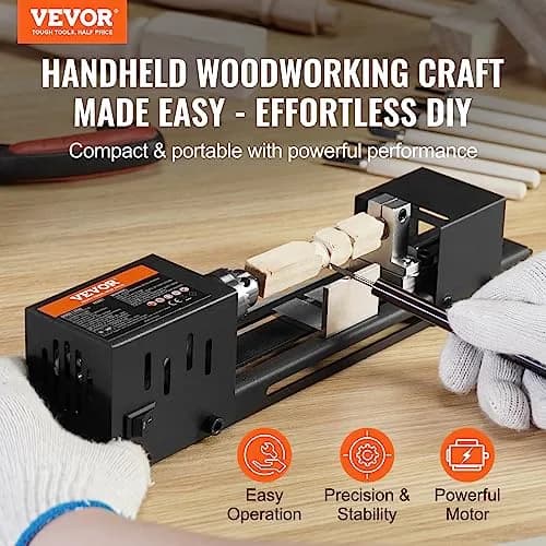 VEVOR Mini Lathe Machine 2.76 in x 6.3 in | 7 Speeds for DIY Woodworking, 96W, 24VDC, Portable & Stable (70-120c) thumbnail 2