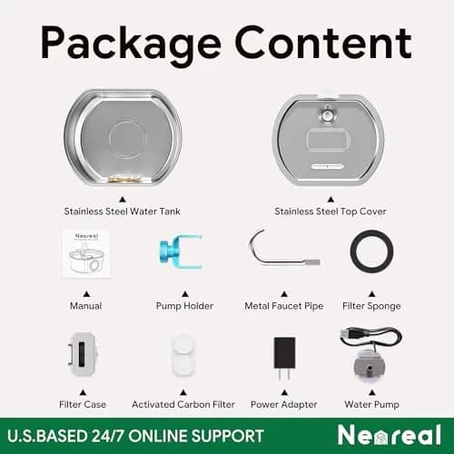 Neareal Cat Water Fountain Stainless Steel 3.2L | Quiet, Durable & Easy to Refill thumbnail 9