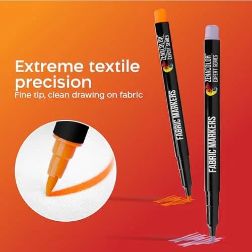 Zenacolor 40 Fabric Markers Pens Set - Non-Toxic, Permanent Ink, Fine Tip | Water-Based, Fade-Resistant thumbnail 2