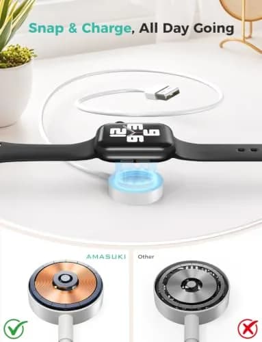 Amasuki Magnetic Fast Charging Cable for Apple Watch 1m (3.3ft) | Charges Series 1-11 & Ultra Models thumbnail 2