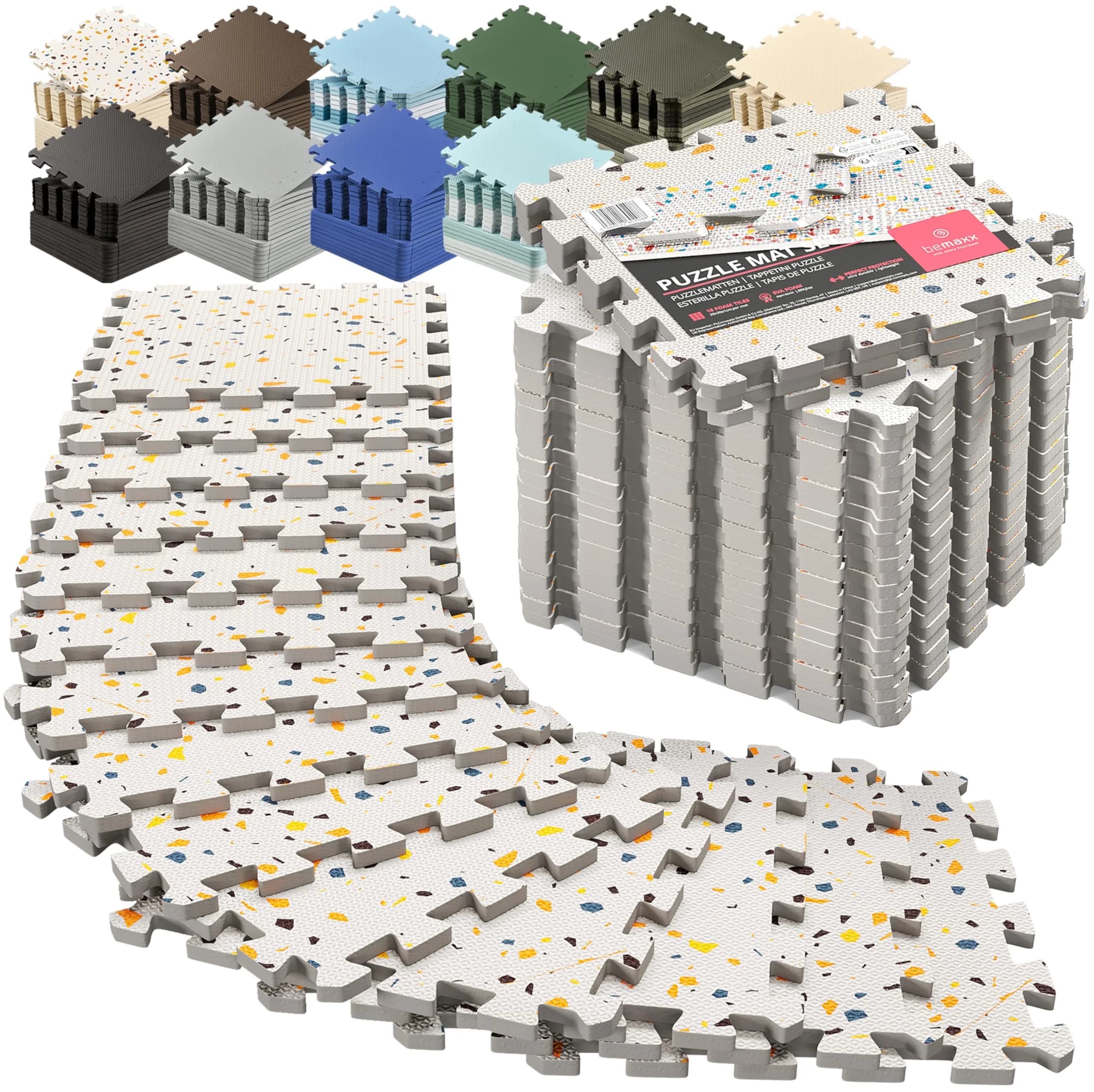 BeMaxx Gym Mats Set - EVA Interlocking Foam Floor Tiles 18 pcs | Anti-Fatigue Workout Mat Puzzle