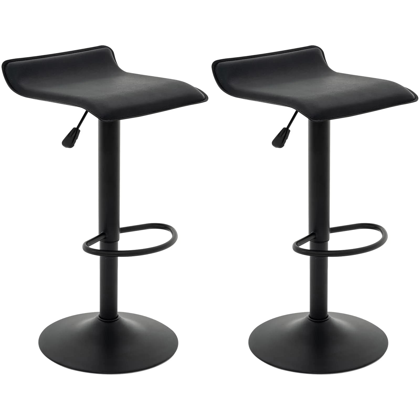 Vogue Furniture Direct PU Leather Adjustable Swivel Backless Bar Stools Set of 2 | Modern, 24-31.5 inch, Black - main product image