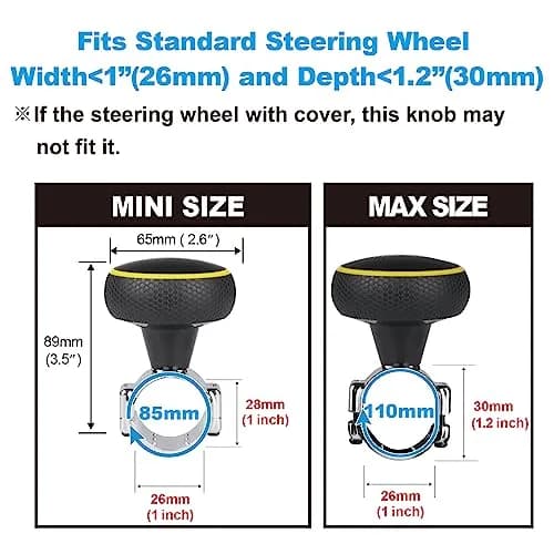 Hypersonic Steering Wheel Spinner Knob - Compatible with Standard Steering Wheels - Smooth Suicide Knob for Car, Tractor, Mower, Boat and Maneuver thumbnail 5