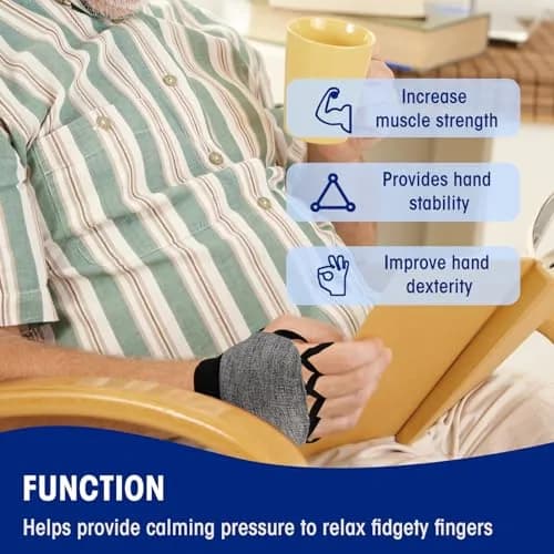 Zipcase Weighted Gloves for Tremors, 0.23 kg (0.5 lb) Each, Gray | Stabilizing Hand Exercise Aid thumbnail 4