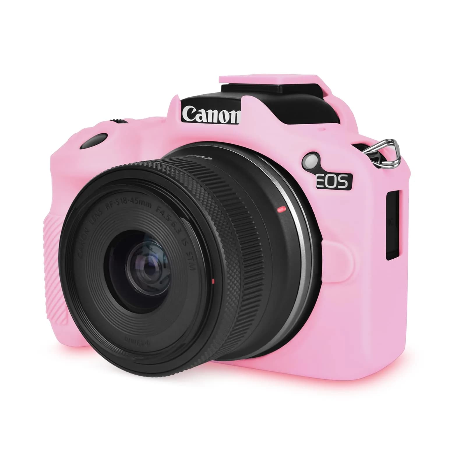 Rieibi EOS R50 Camera Case Soft Silicone Protective Grip Cover for Canon EOS R50 | Coffee — Pink