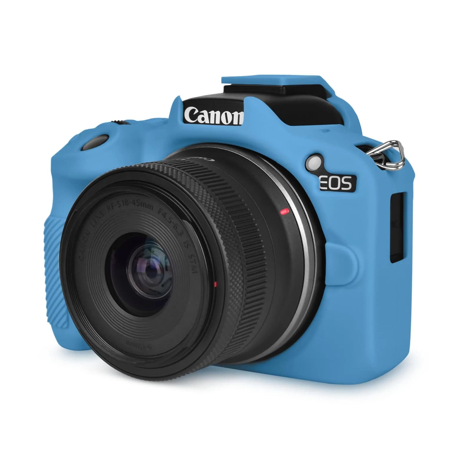 Rieibi EOS R50 Camera Case Soft Silicone Protective Grip Cover for Canon EOS R50 | Coffee — Blue